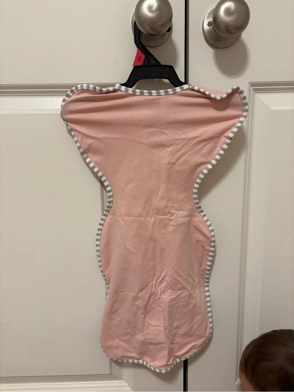 Love to Dream Pink Swaddle Sleep Sack with Gray-White Trim